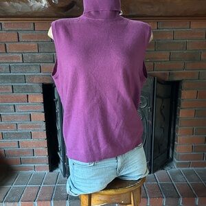 Kirkland Signature Women's Purple Sleeveless Turtleneck Cashmere Sweater XL